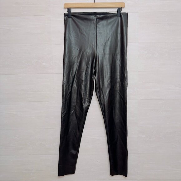 Joie Women's Size Large Black Faux Leather Pull On High Waisted Skinny Pants - Picture 2 of 6